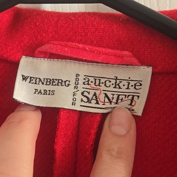 1980s Chester Weinberg Red Wool Blazer Sz L - Picture 4 of 11